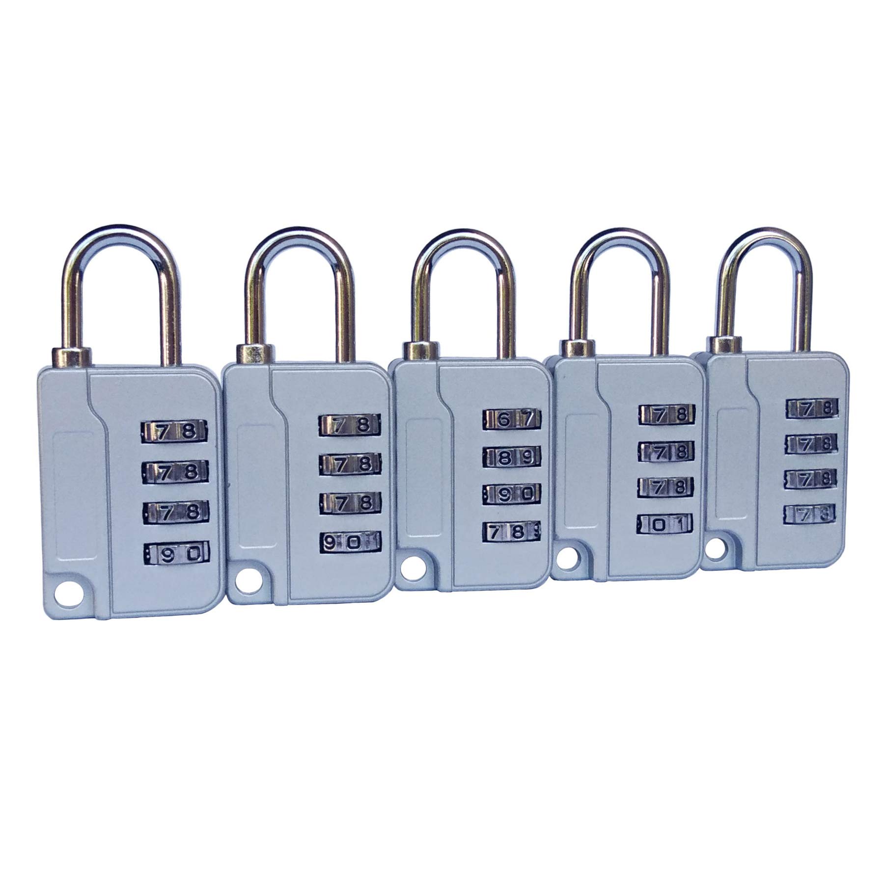 ZPLIUST4 Digit Combinations Padlock The Safe Cipher Lock, for Gym Outdoor & School Employee Locker, Toolbox, Fence, Hasp Cabinet, Resettable Combo Locks (Silver 5Pack)