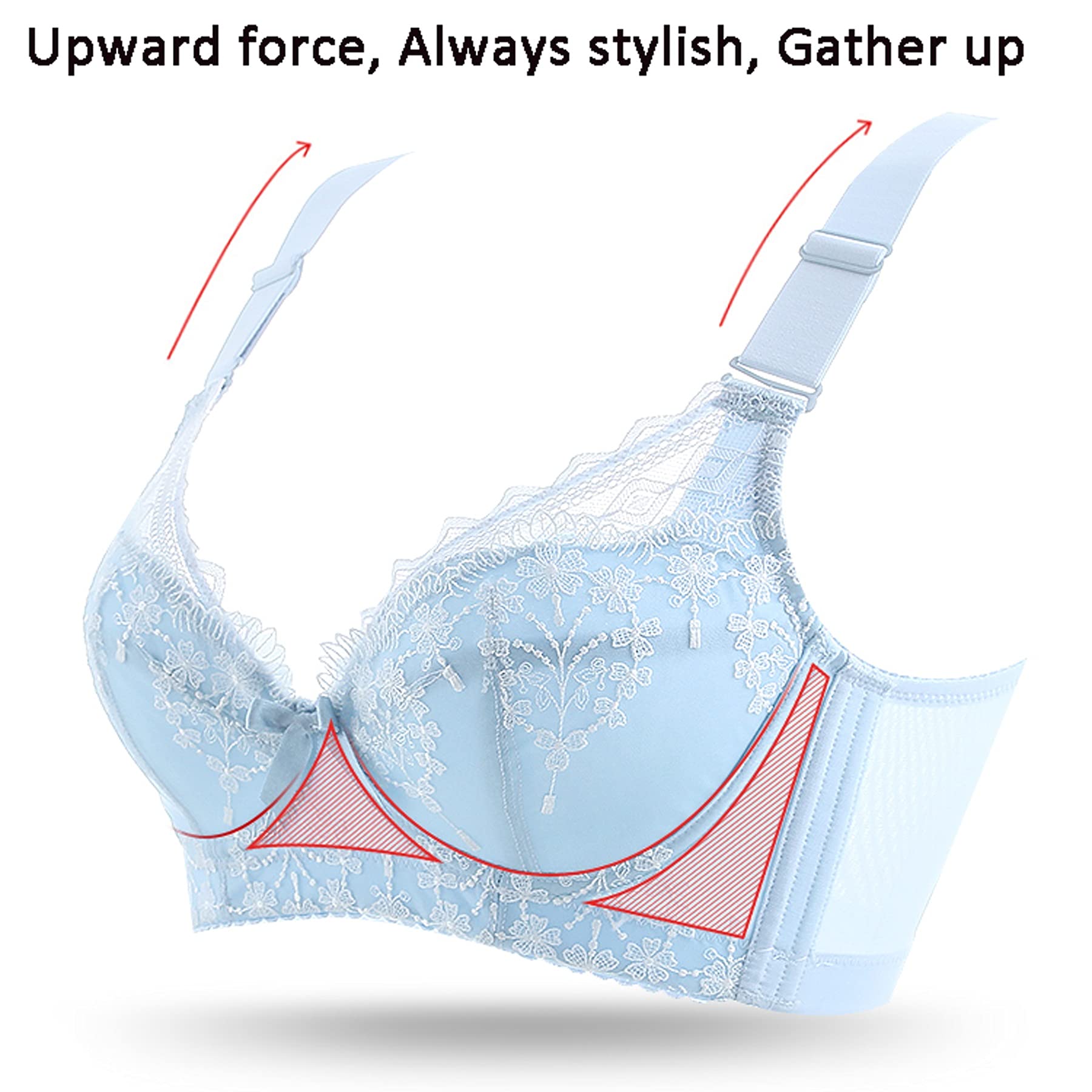 Reggiseno Minimizer con ferretto da donna,Ricamo figura completa sfoderato Plus Size Everyday Bralette,Reggiseni lingerie in pizzo raccolti