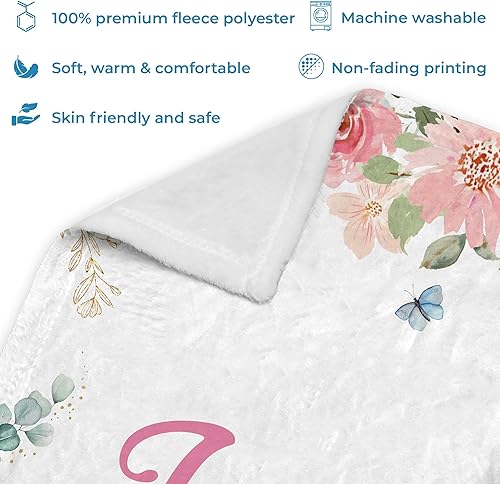 Vista 4 de Hyturtle Mantas de bebé personalizadas para niñas, mantas de bebé personalizadas para niñas, manta de bebé rosa floral, el mejor regalo para bebé