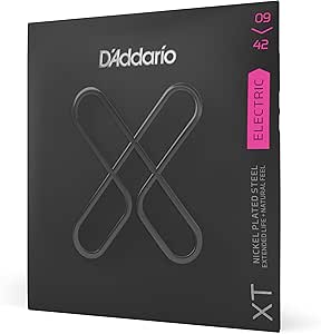 D'Addario Electric Guitar Strings, XT Nickel Coated, XTE0942, Super Light Gauge 09-42, 6-String Set, Pack of 1