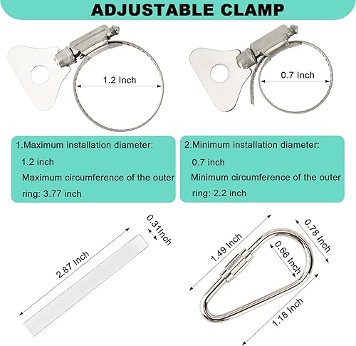 Miniatura 2 de Paquete de 4 anillos para asta de bandera, clips de acero inoxidable mejorados, clips de bandera con mosquetón para asta de bandera de 0.7 a 1.2
