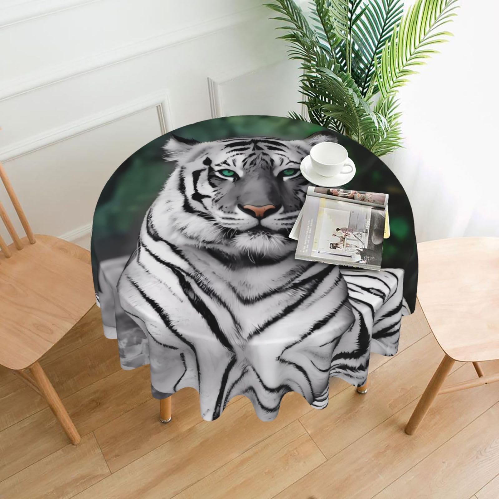ZHAOUR Cute Leopard Print Round Washable Tablecloth – Table Cover