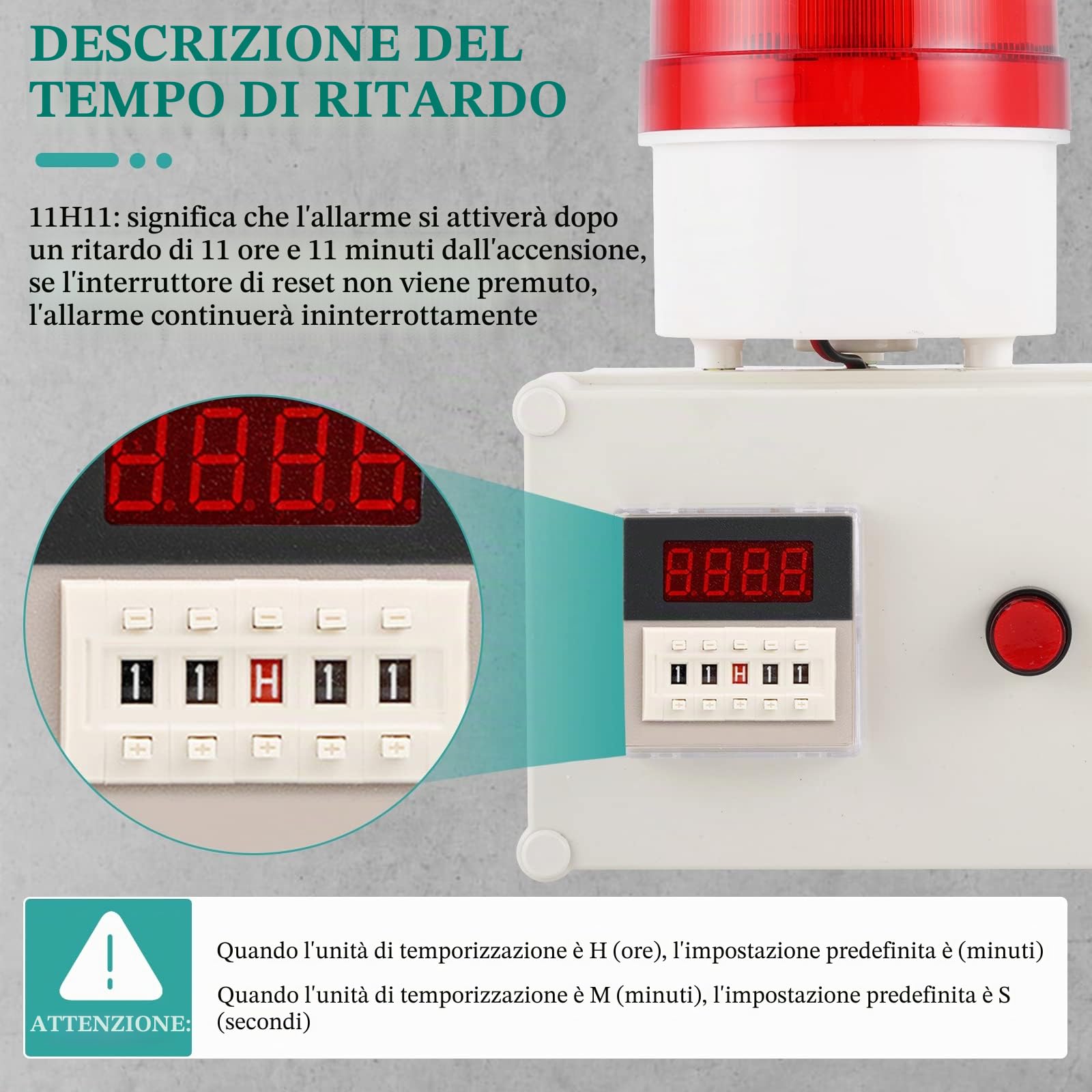 YJINGRUI 220V Sirena di allarme suono industriale Sirena Buzzer con lampeggiante Sistema di allarme di impermeabile (Volume: 120dB, Modalità di temporizzazione a segmento singolo)