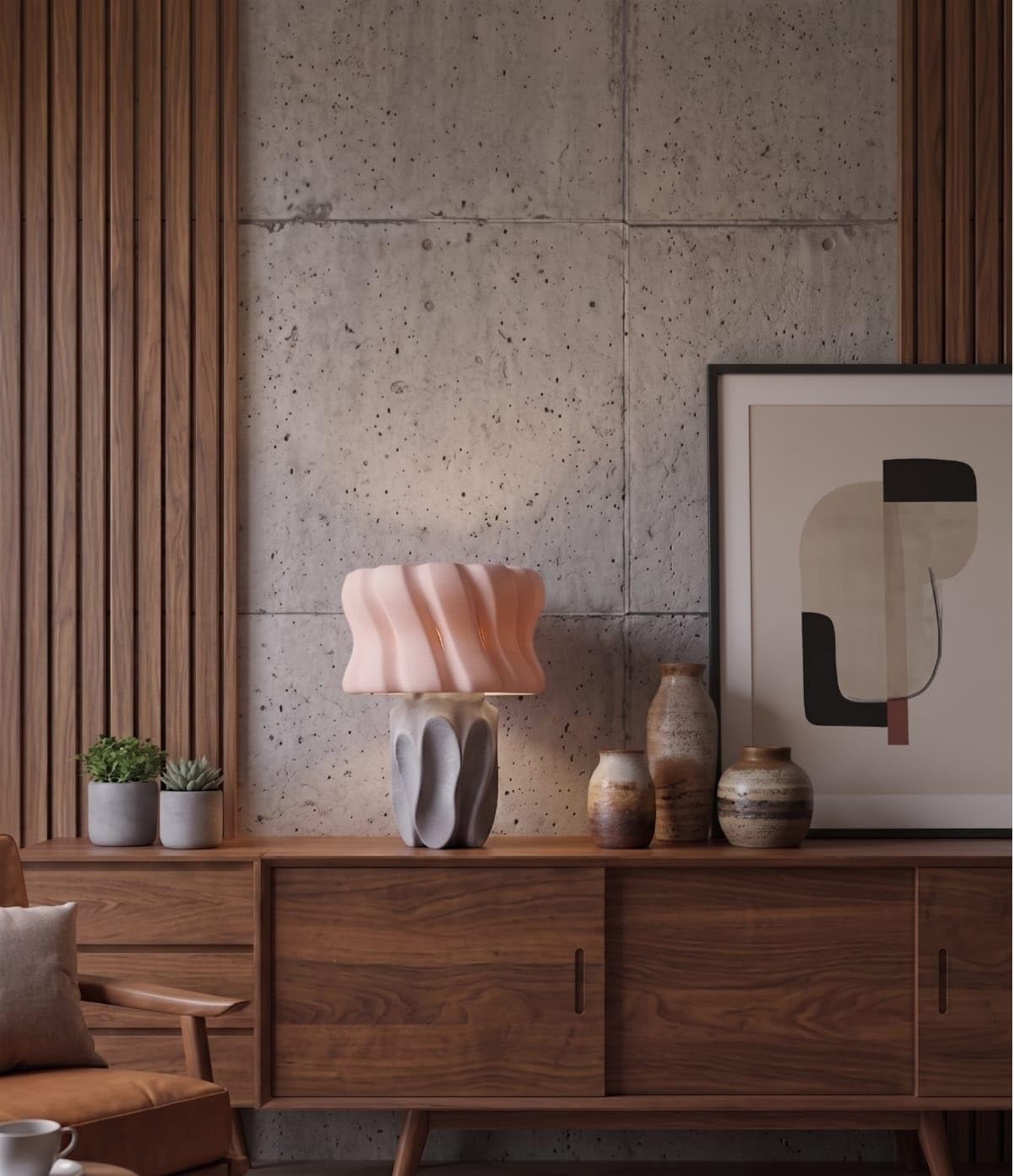 PLA Table Lamp, Modern Decorative Bedside Lamp with Wavy Design, Warm Ambient Night Light for Bedroom, Living Room, Study Table & Home Décor(Grey)-image-27