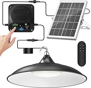 Solar Shed Light Indoor Outdoor, 2000LM Daytime Available Motion Sensor Pendant Light, Solar Indoor Lights with 4 Lighting Modes Remote Control for Barn, Patio, Gazebo, Shop, Garage