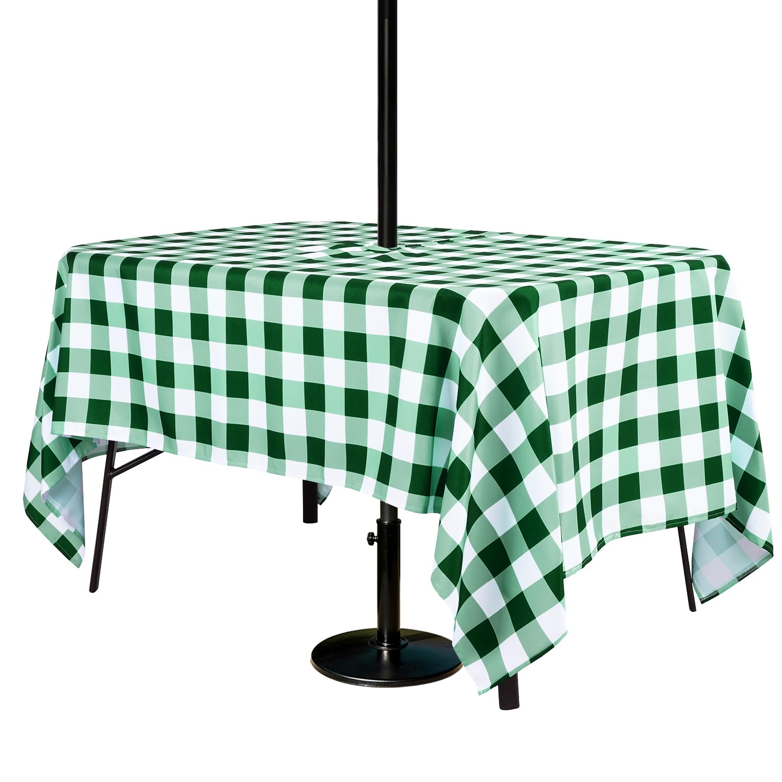 3E Home Green Gingham Outdoor Tablecloth