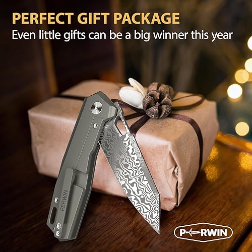 Miniatura 7 de Cuchillo plegable de bolsillo de Damasco para EDC, mini cuchillo pequeño para hombres y mujeres, cuchillo plegable de acero de Damasco con núcleo