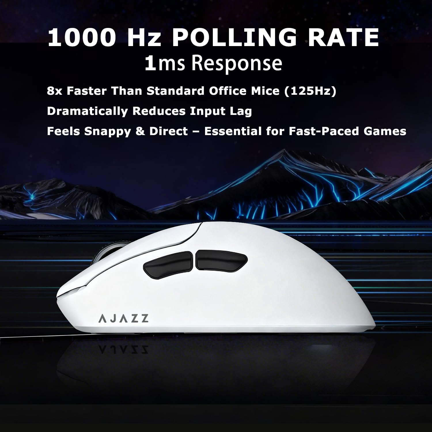 AJ179 V2 Mouse da gioco wireless, Tri-Mode 2.4G/Bluetooth/Wired, batteria 800mAh all'interno di un guscio ultraleggero da 61 g, 24000 DPI, 6 pulsanti programmabili, ergonomici per destrorsi, memoria