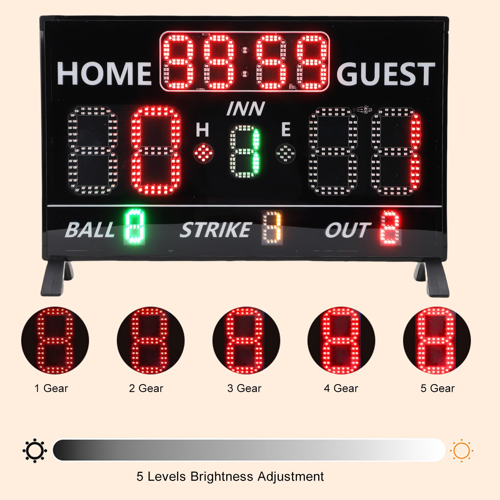 ZJchao LED Electronic Baseball Scoreboard Softball Score Recorder Remote Control Adjustable Brightness for Outdoor Stadium