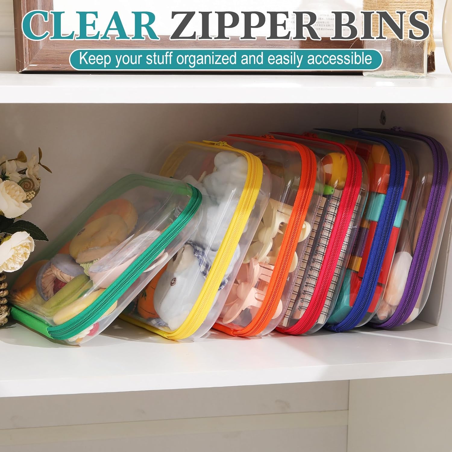 Sanwuta 6 Pcs Clear Hard Zipper Case Pencil Pouches Hard Plastic Zipper Pouches Makeup Bag Transparent Cases for Snacks Plastic Storage Organizer Box for Travel - Image 5