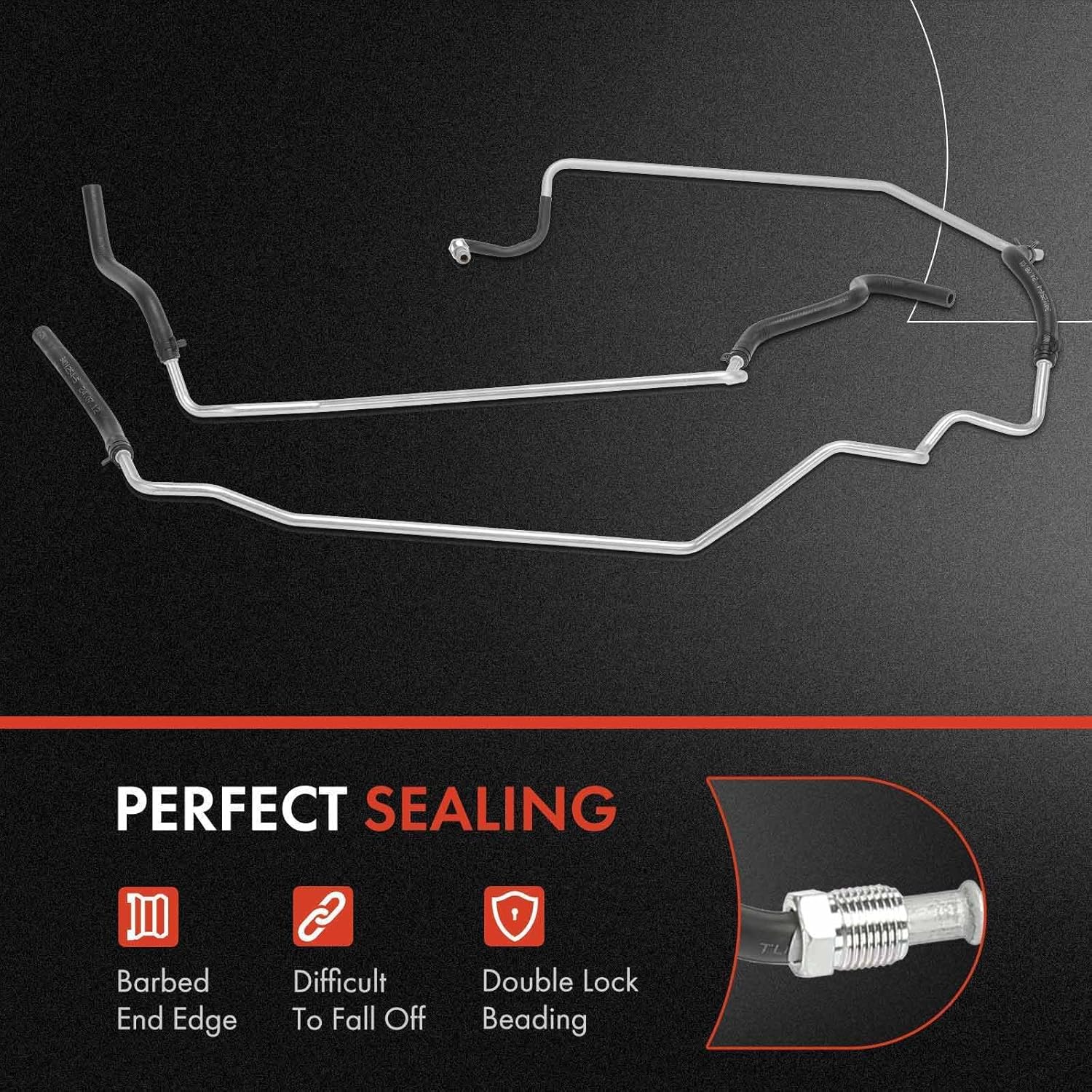 A-Premium Power Steering Return Hose Line Assembly Compatible with Toyota Tundra 2003-2006, Sequoia 2001-2007, with O-ring, Reservoir to Cooler/Cooler to Rack,