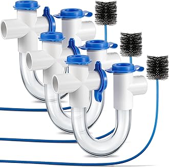 3/4 Inch Standard Condensate Trap with Cleaning Brush, PVC U Trap for HVAC Systems, Air Conditioner, Effectively Drains Condensate(3 Pack)