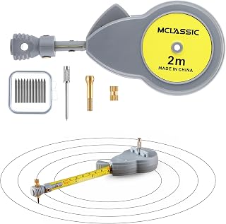 Dreyoo 6.56 ft Rotape Tape Measure Compass with 10 Pencil Leads, Measure Beam Compass for Drawing Circles and Lines, Fixable Button Circle Drawing Tool with Tape Measures