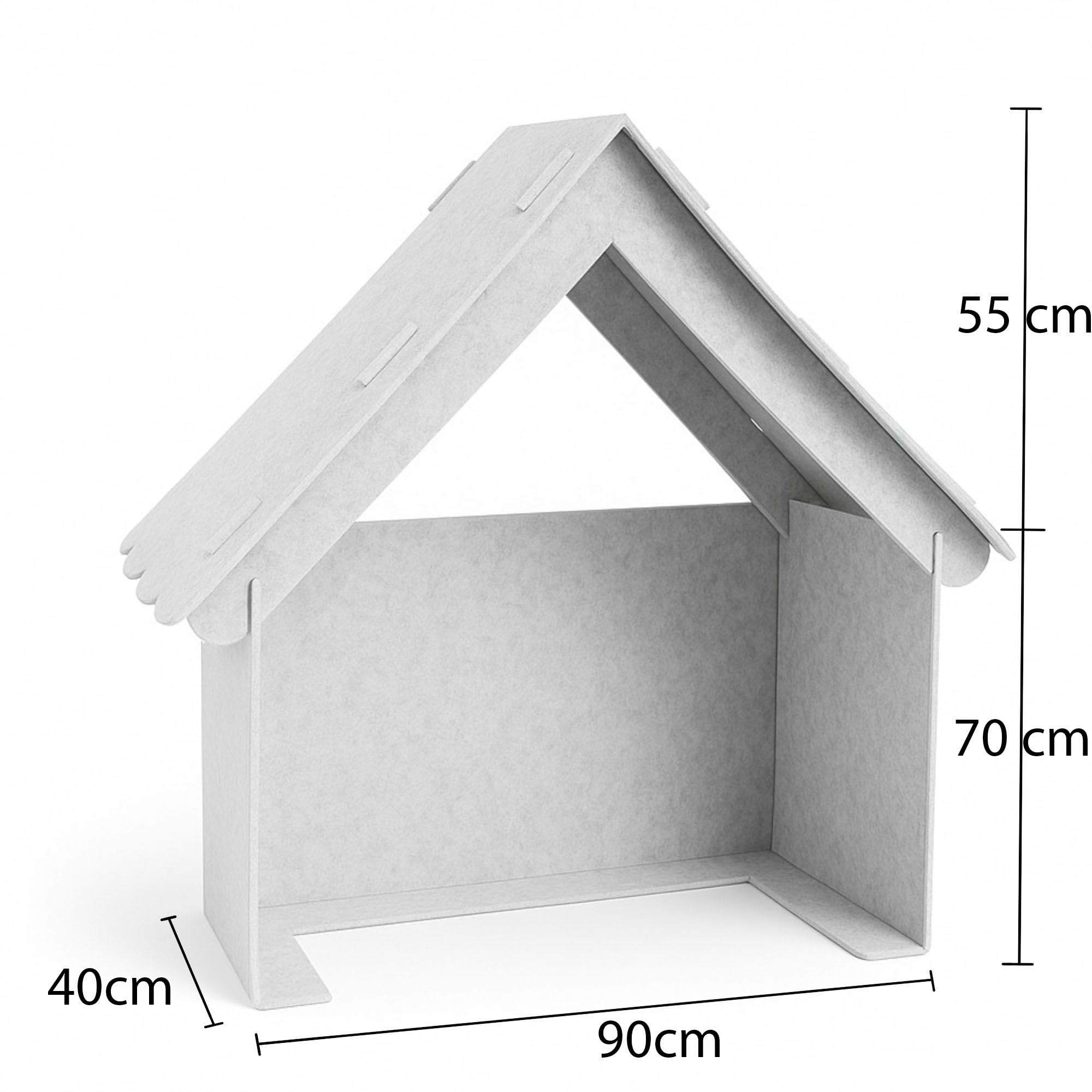SILUK Filz Hausbaldachin für 90 cm Kinderbett – Stabiler Bettaufsatz mit Rausfallschutz, Spielhaus & Kuschelecke für Zuhause und Garten, Grau Made EU!