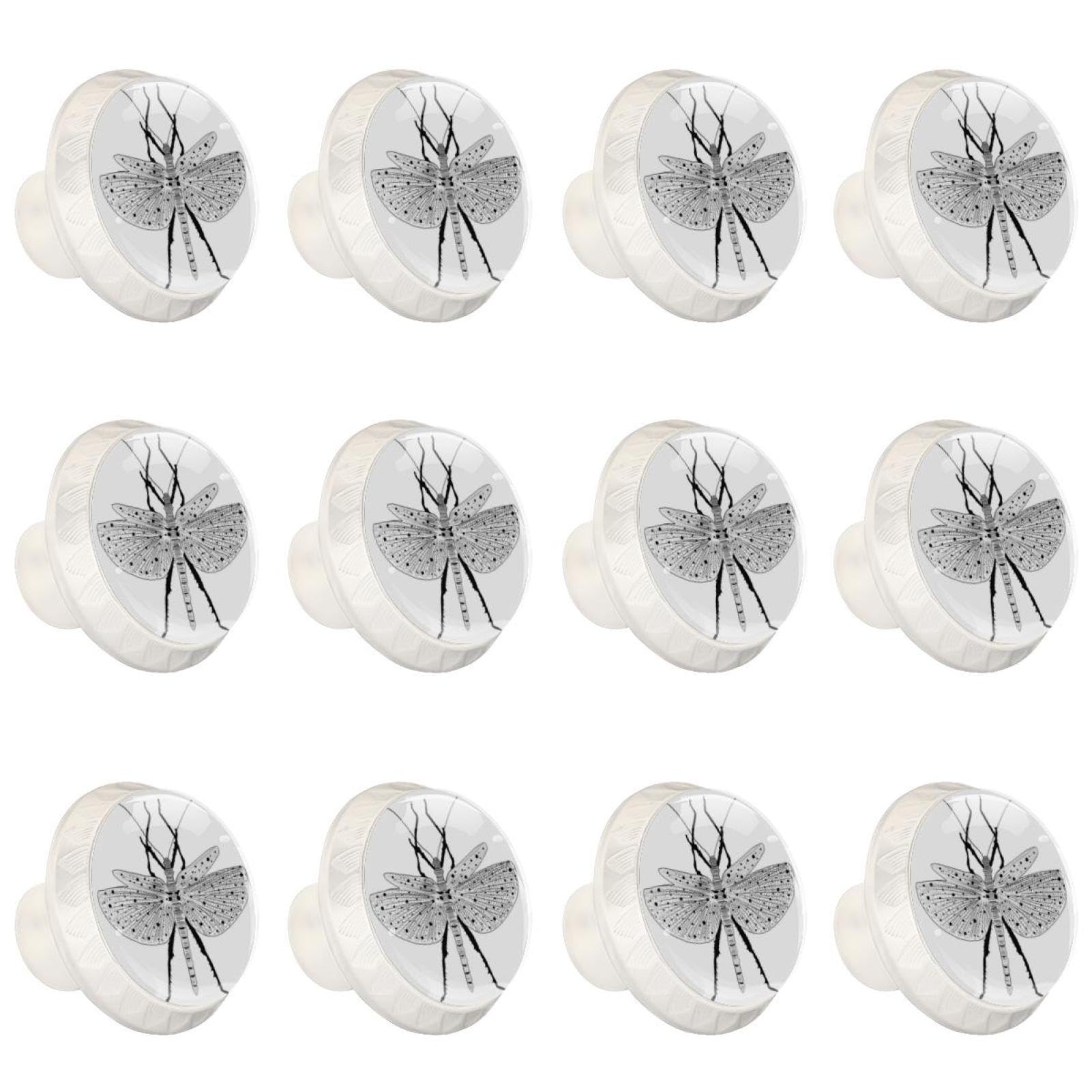 Boutons de tiroir ronds en cristal transparent pour meuble chic x12