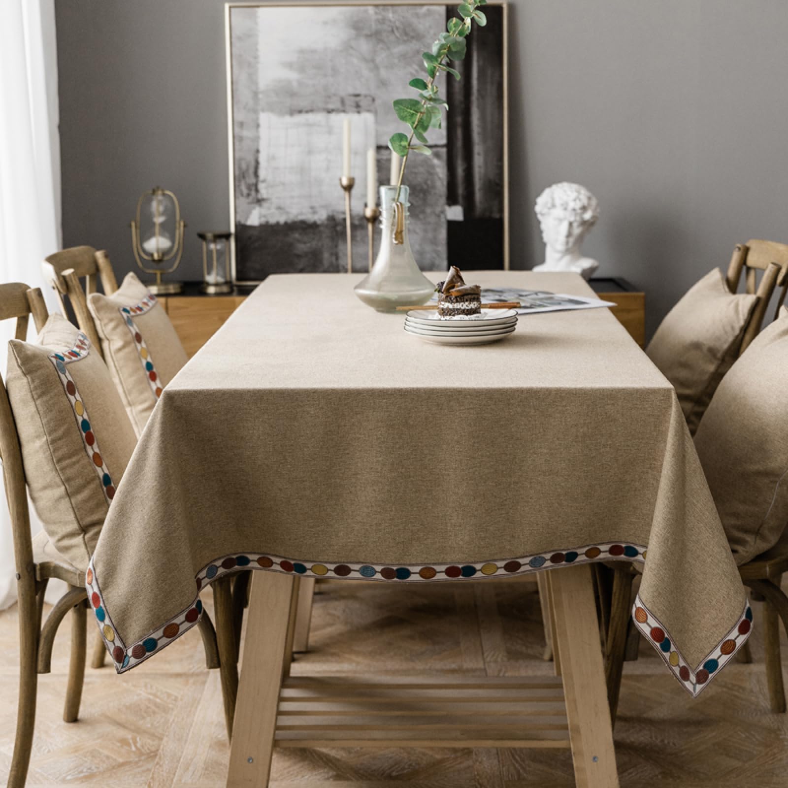 Nappe coton lin anti huile et anti fer marron rectangulaire 130x200
