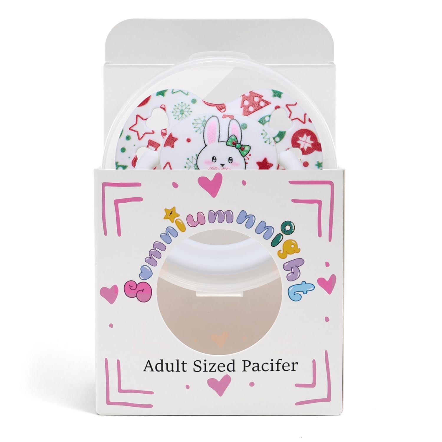 Cute Adult Pacifier for Anxiety Relief: Bigshield Soft Silicone Bunny Paci for Littles - Stress Relief Heart Shaped Binky for Autism Gift White - Image 5