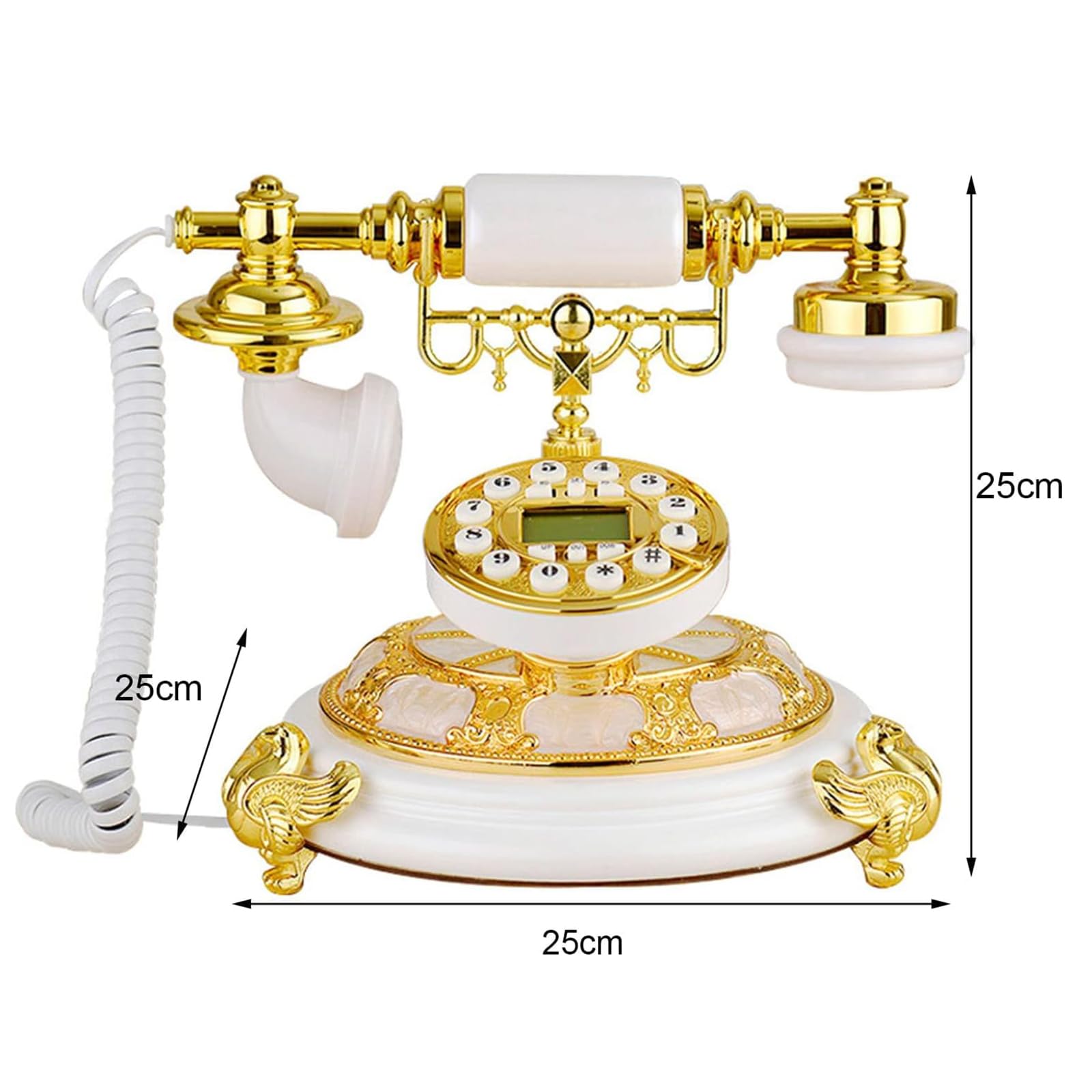 Staromodny Telefon Stacjonarny Na Biurko, Przewodowy Telefon Stacjonarny W Stylu Retro, Zabytkowy Telefon Stacjonarny Z Wyświetlaczem I Klasycznym Dzwonkiem, Bez Baterii I Z Efektem Antycznym