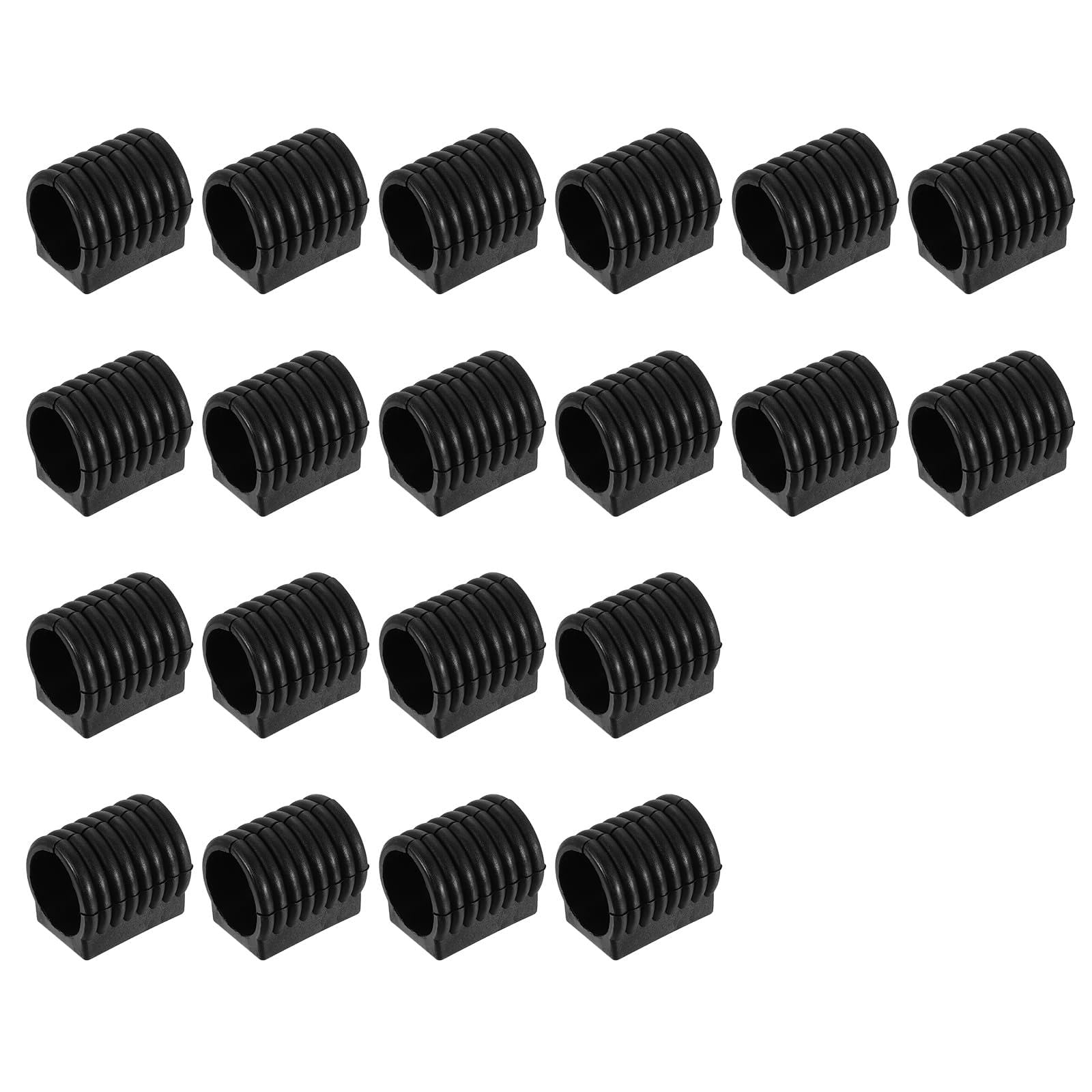 sourcing map 24 Pcs Rectangle U Shaped Chair Leg Cover, Fit 22-25mm Dia Tubular Chair Leg, Non-Slip No Noise Floor Protector, Plastic Furniture Feet Tubing Caps, Black โ image 1