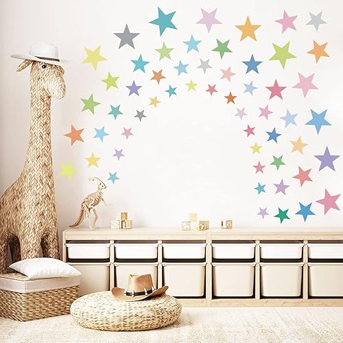 Miniatura 2 de Supzone 165 calcomanías de pared coloridas de estrellas bohemias, colores del arco iris, calcomanías de vinilo de arte de pared para niños,
