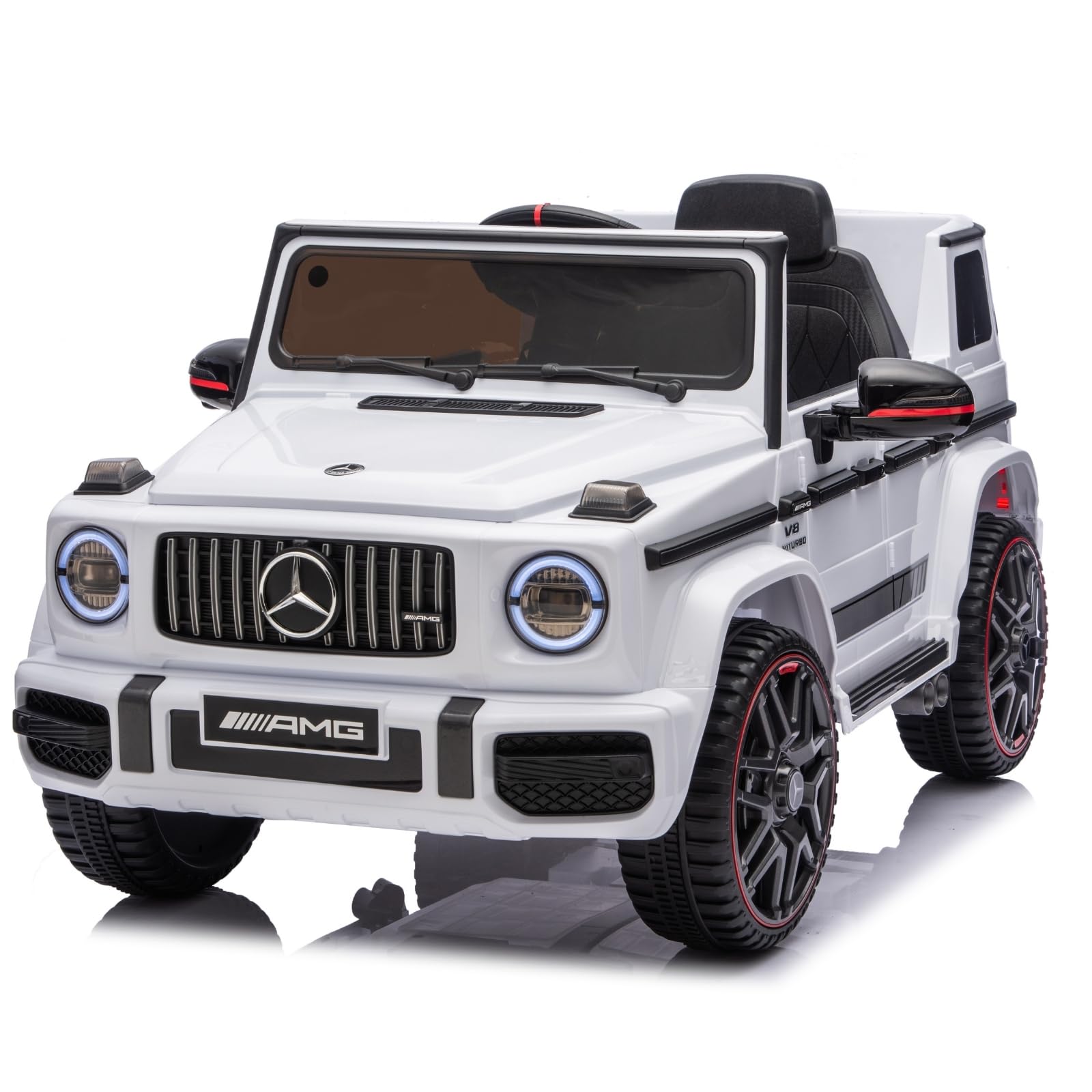 LALAHO Kinder Elektroauto Mercedes AMG G63,12V 7ah, mit 2.4G Fernbedienung, Kinderauto Kinderfahrzeug，Elektrofahrzeuge für ab 3 Jahre (Weiß)