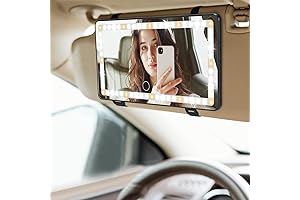 JOYTUTUS Car Vanity Mirror, Car Sun Visor Mirror w/ Integrated LED Lighting...