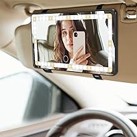 JOYTUTUS Car Sun Visor Vanity Mirror with 60 LEDs, 3 Light Modes, Rechargeable Dimmable Touch Control for SUV Truck Makeup