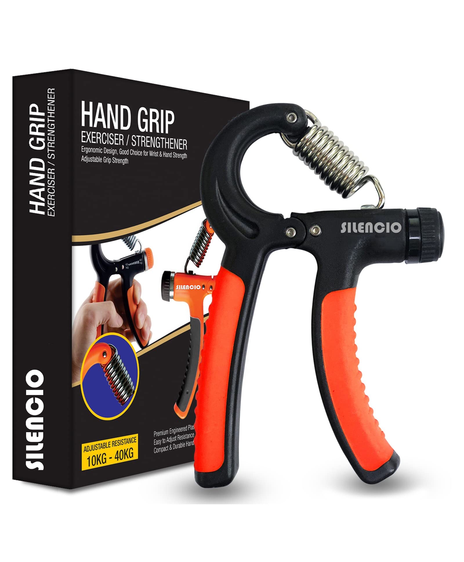 SILENCIO Adjustable Hand Grip Strengthener 10 kg to 40 kg, Hand Gripper for Men & Women for Gym Workout Hand Exercise Equipment to Use in Home for Forearm Exercise, Finger Exercise Power Gripper (B0C3HYV833) Amazon Price History, Amazon Price Tracker