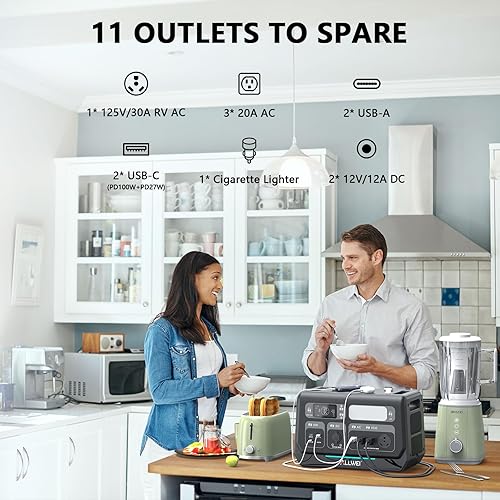 Miniatura 5 de ALLWEI Generador solar de 2000 W con 2 paneles solares de 200 W estación de energía portátil dual PD100 W 2131 Wh 6 puertos USB 4 salidas de CA