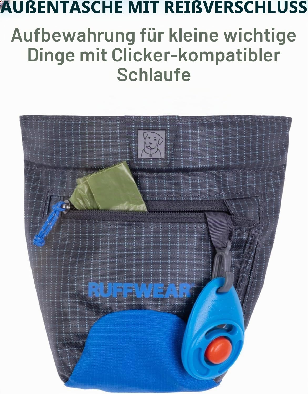Ruffwear Treat Trader Hunde-Leckerli-Tasche, freihändig um die Taille tragbar, einhändiger Magnetverschluss, Gürtel (76,2–121,9 cm) oder Clip, wasserdichte Auskleidung in Lebensmittelqualität
