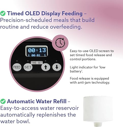 Miniatura 3 de Comedero automático de alimentos para perros y gatos con dispensador de agua, comedero inteligente para mascotas con control de porciones, pantalla