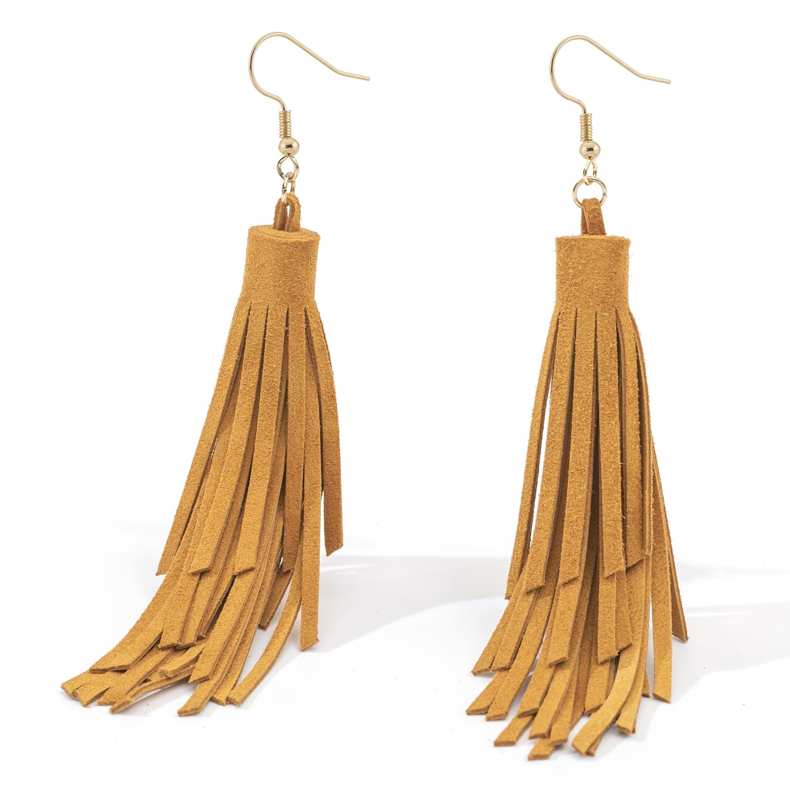 Leather Layered Tassel Earrings Boho - Lightweight Genuine Leather Fringe Earrings Dangle, Handmade Western Earrings for Women Cowgirl