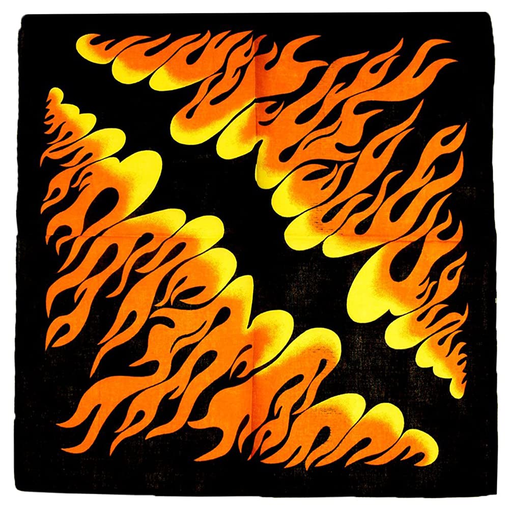 Zac's Alter Ego HOT Flame Bandana, Hippy Neckerchief 100% Cotton