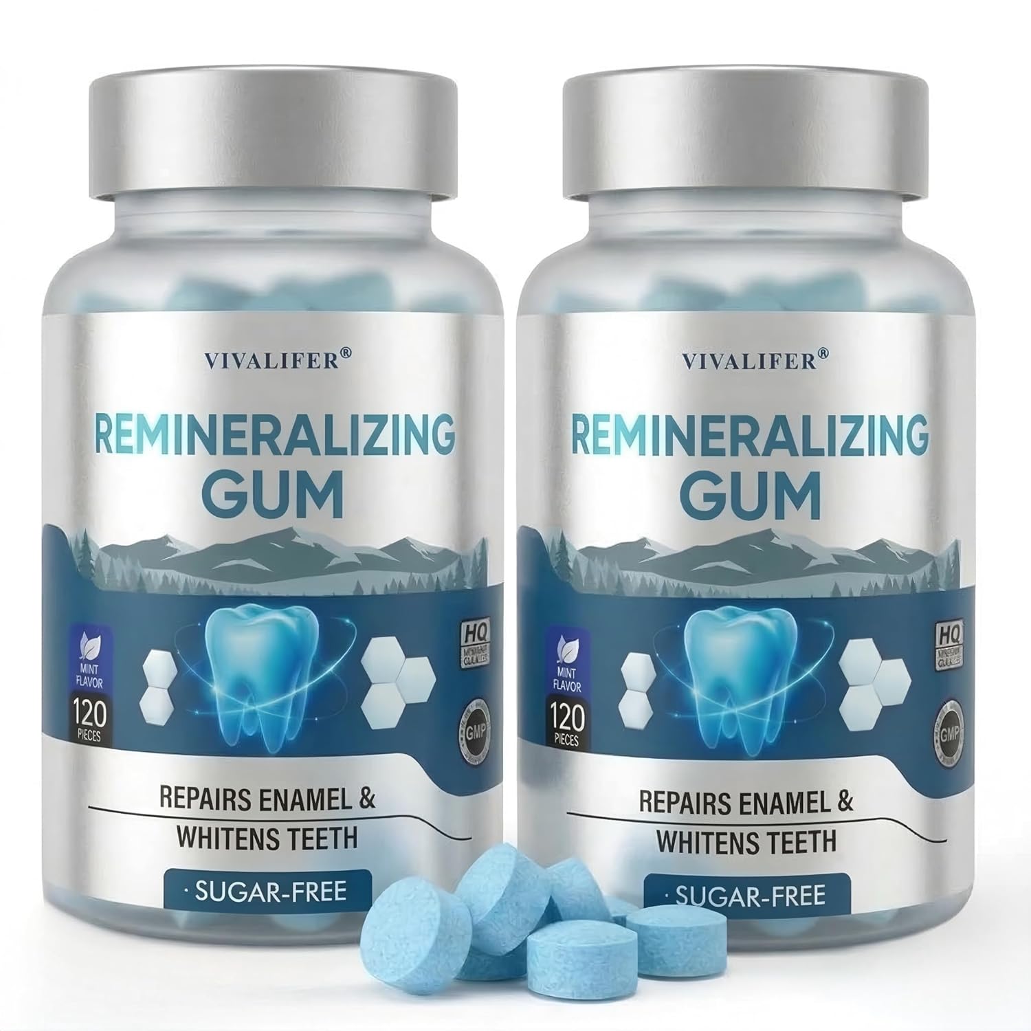 Remineralizing Chewing Gum for Enamel Strength, 240 Count Nano Hydroxyapatite Gum with Xylitol Sugar Free Oral Care Mints for Fresh Breath and Dry Mouth Support