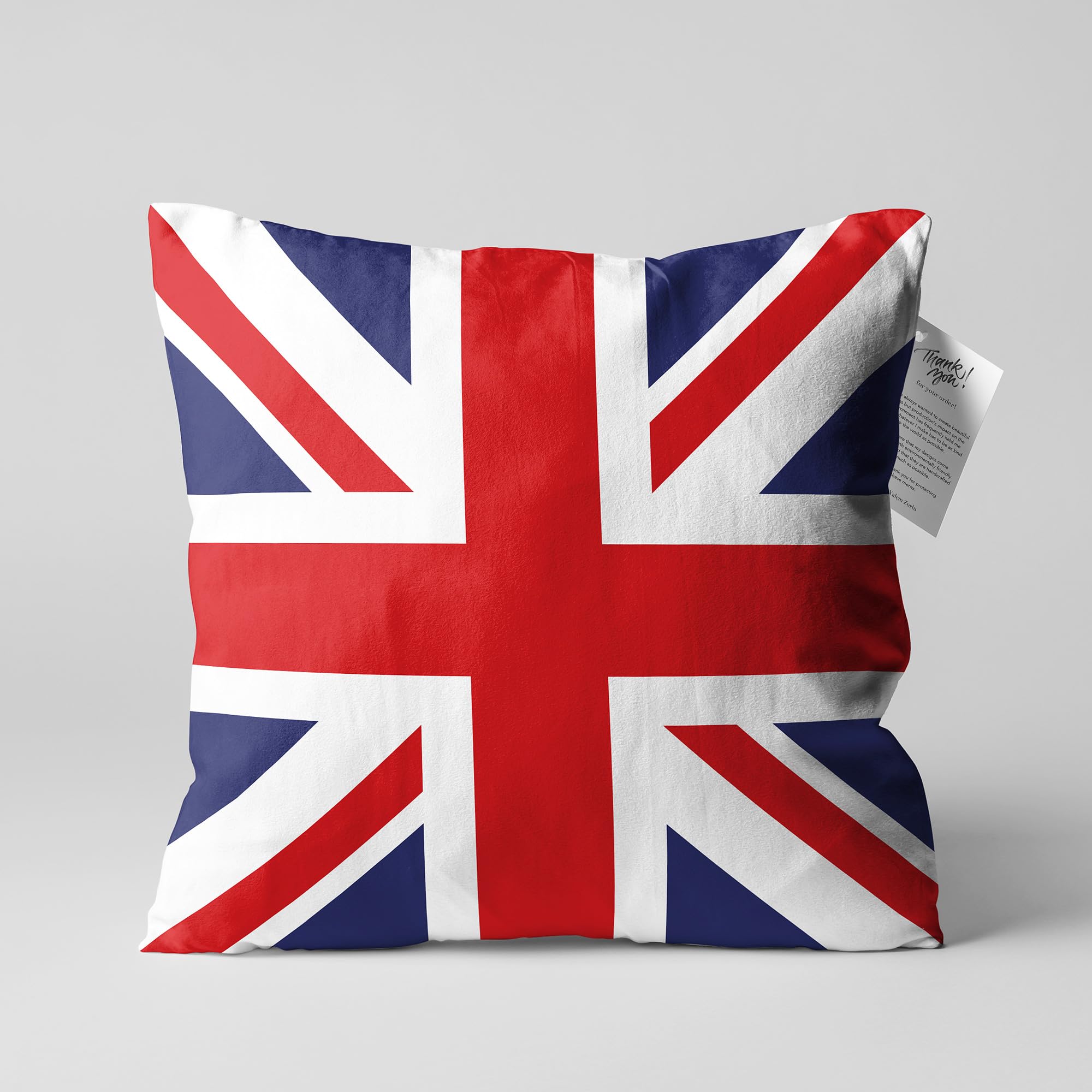 OyzShop Union Jack Flag Cushion Cover, UK Flag Cushion Cover, Double Sided on the Soft Velvet Fabric, Multi Size Options, OEKO-TEX, 45x45cm (18x18 Inches)