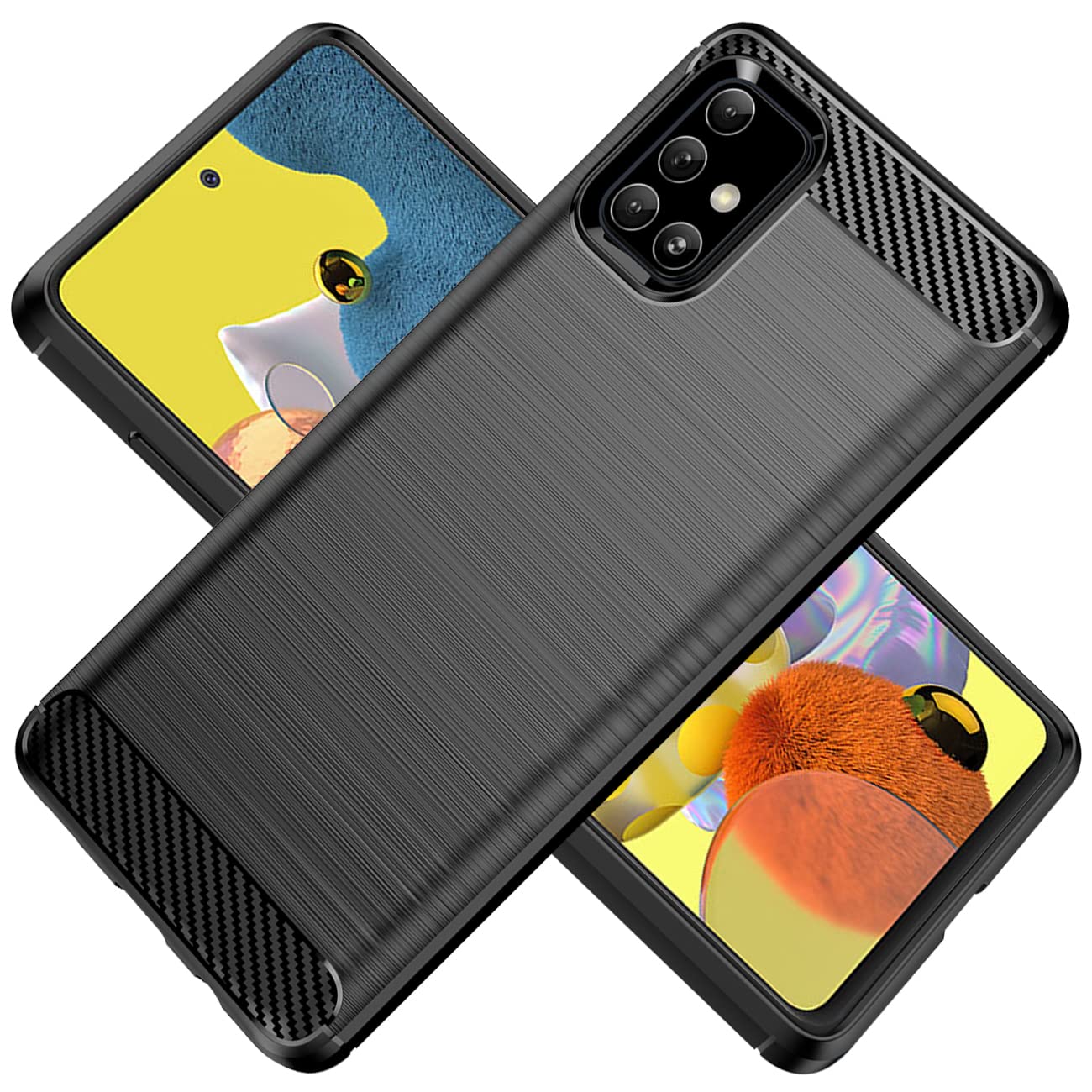HTXWXJC Case for Galaxy M51 Case, Samsung M51 Case, SM-M515F Case, Slim Thin Carbon Fiber TPU Rubber Protective Cases Anti-Scratch Shockproof Cover