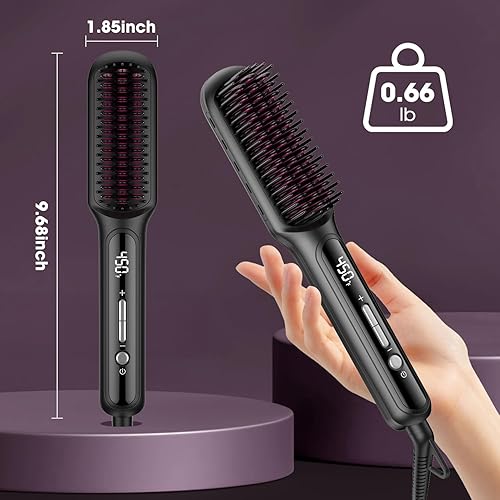 Miniatura 7 de MiroPure Cepillo alisador de cabello con técnica de plasma, cepillo alisador de cerámica con 16 ajustes de temperatura, calentamiento rápido de 30