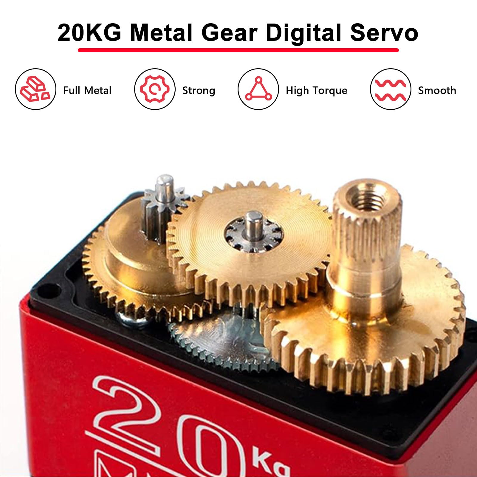 Servo - Servo motore digitale, 2 pezzi, 20 kg, servomotore digitale, in rame, in metallo, servo radiocomandato, per elicotteri RC, robot, barca RC per Arduino