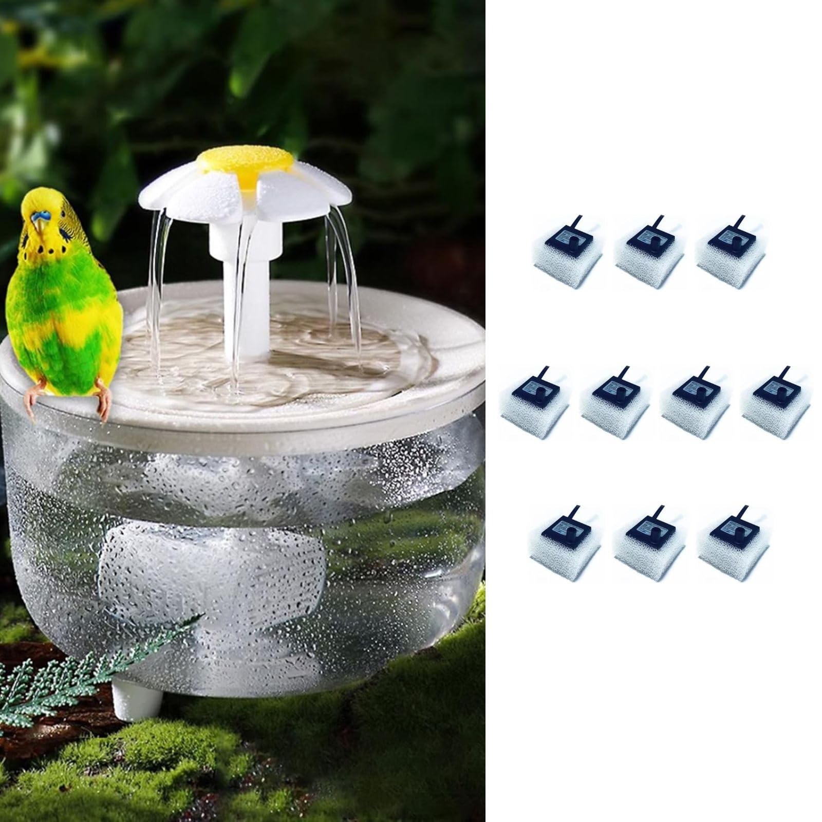 MANON ROSA 10 Pack High-Density Reusable Pre-Filter Sponges – Replacement Parts for Bird Fountains Bath Filters