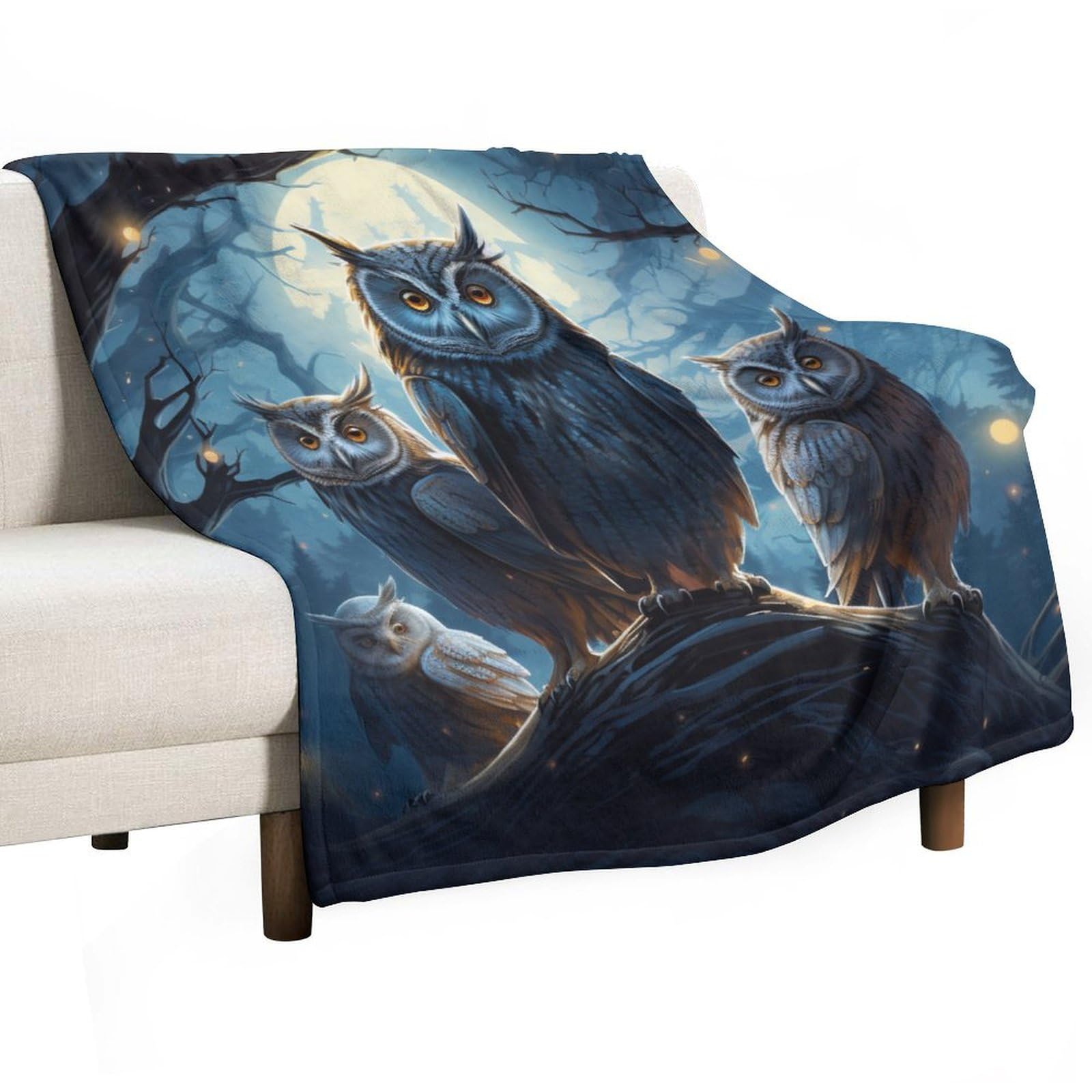 ECWECC Owl Blanket Gifts for Humans Flannel Blanket Bird Theme Fluffy Snugly Soft Warm Fuzzy Blanket for Bed Sofa Fuzzy Blanket Room Decor Graduation Valentine's Day 80x100cm