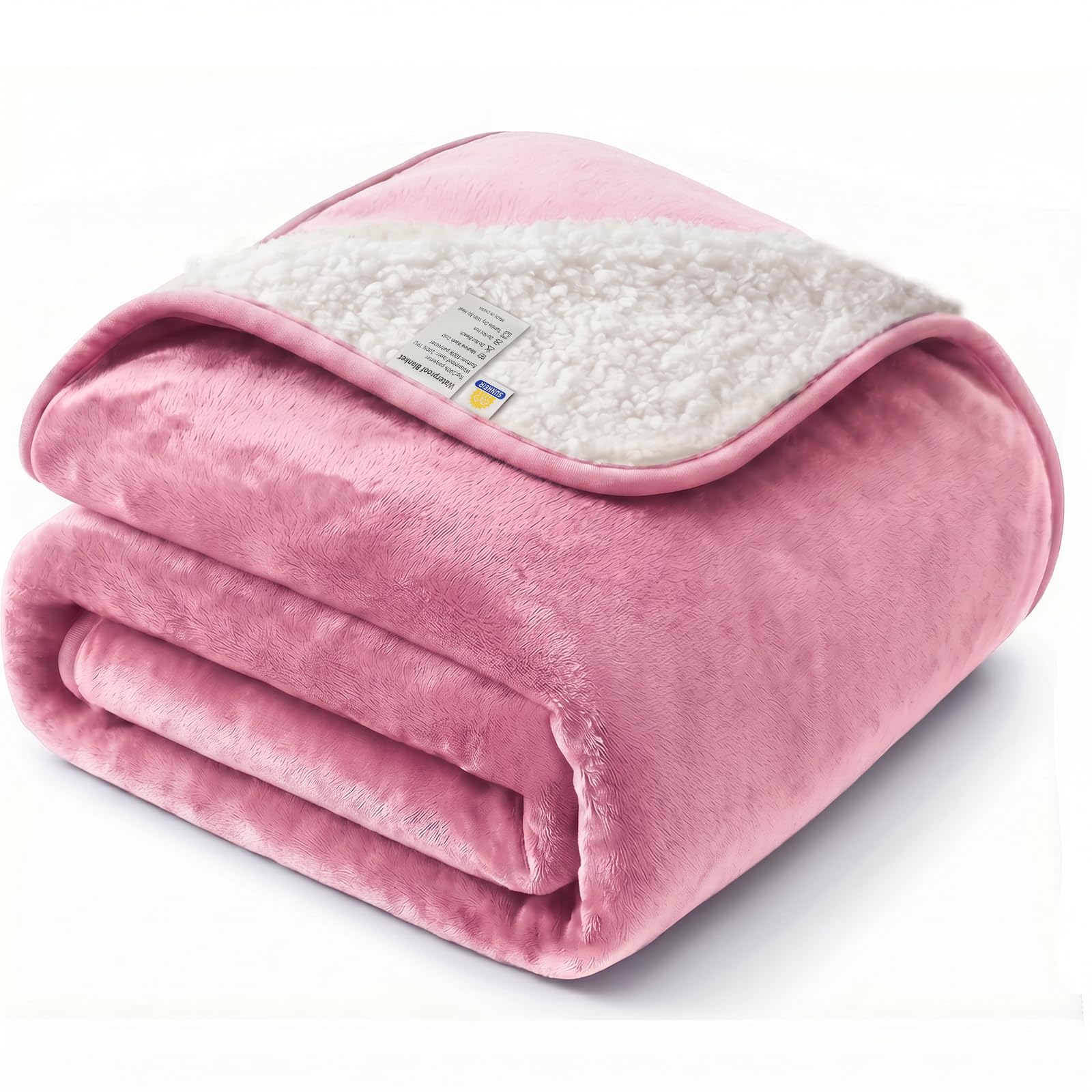 Sunheir Waterproof Dog Blankets for Small Dogs - Puppy Blanket Washable for Couch Protection, Soft Sherpa Fleece Cat Throw Blanket to Prevent Urine Leaks &amp; Protects Furniture, 25"X 35", Pink