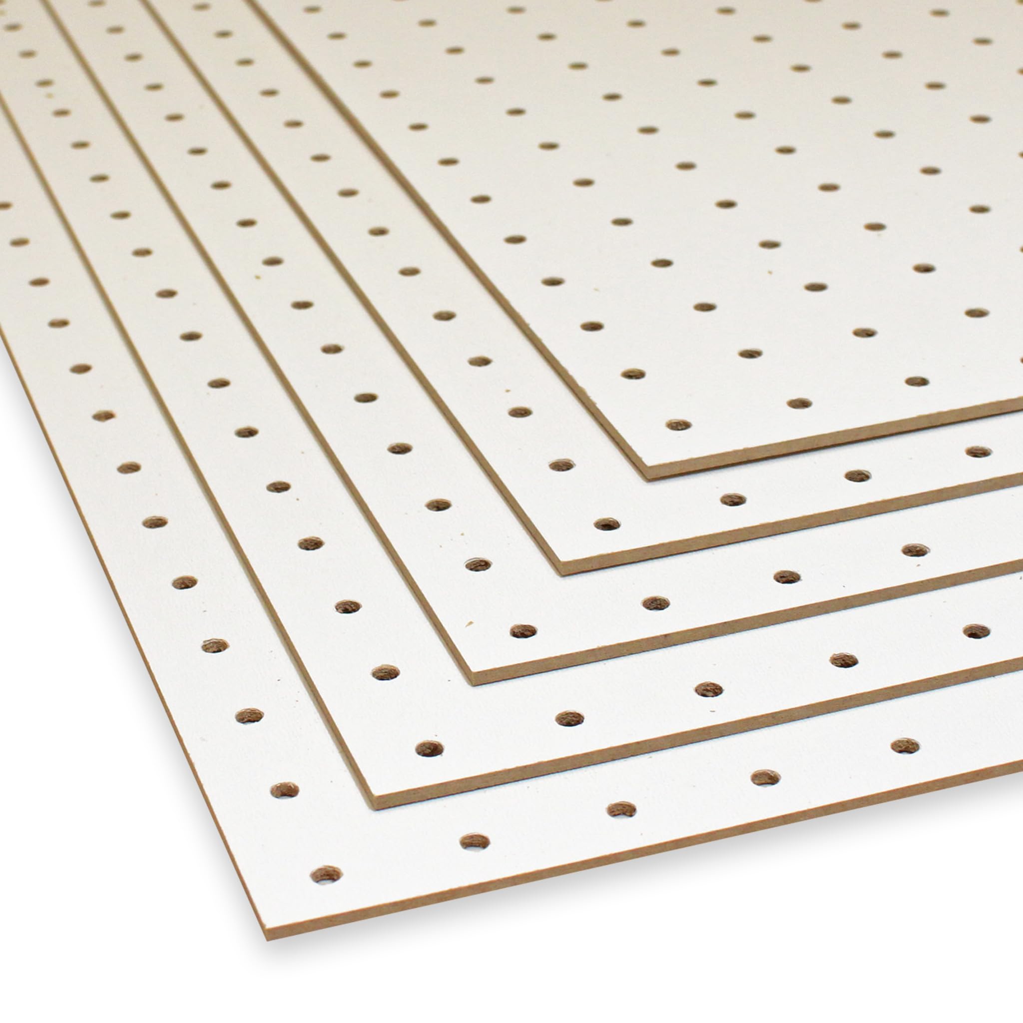 Peggy´s PEGBOARD mini ściana z otworami z drewna (MDF) 50 x 40 x 0,3 cm – otwory Ø 5 mm odstęp 25 mm – lakierowana na biało – Made in Germany