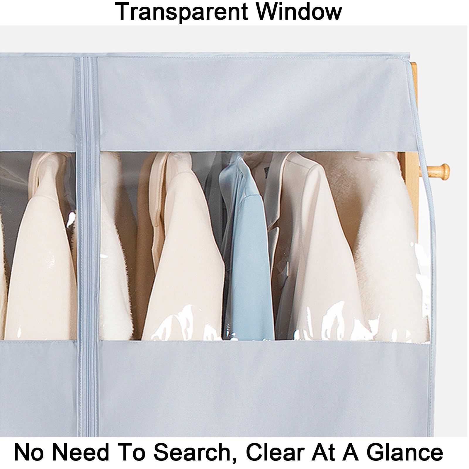 Funda para Burro de Ropa, Transpirable Fundas, Ideal para Guardar Chaquetas, Abrigos y Trajes, con Ventana de PVC Transparente (Varilla no Incluida)(180x113cm/71x45in)