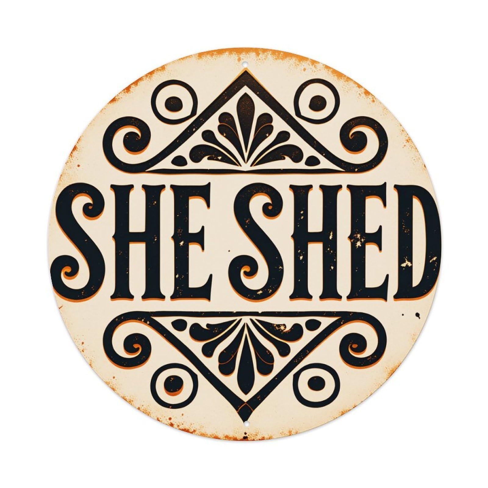 Vintage Style Circular Design With Ornate Flourishes Vintage Metal Tin Sign Retro Wall Decor for Home Bar Garage Cafe, Indoor & Outdoor Decorative，circle Metal Poster, 8x8 Inch