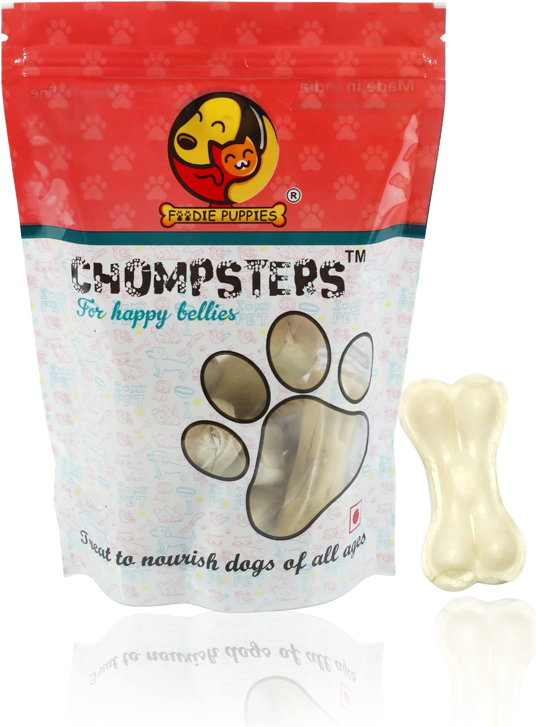 Foodie Puppies Chompsters Rawhide Pressed Bone Calcium Treat for Dogs - 2inch, 20 Bones| Suitable for Medium Dogs | Best Healthy Dog Bones to Clean Teeth and Freshen Breath