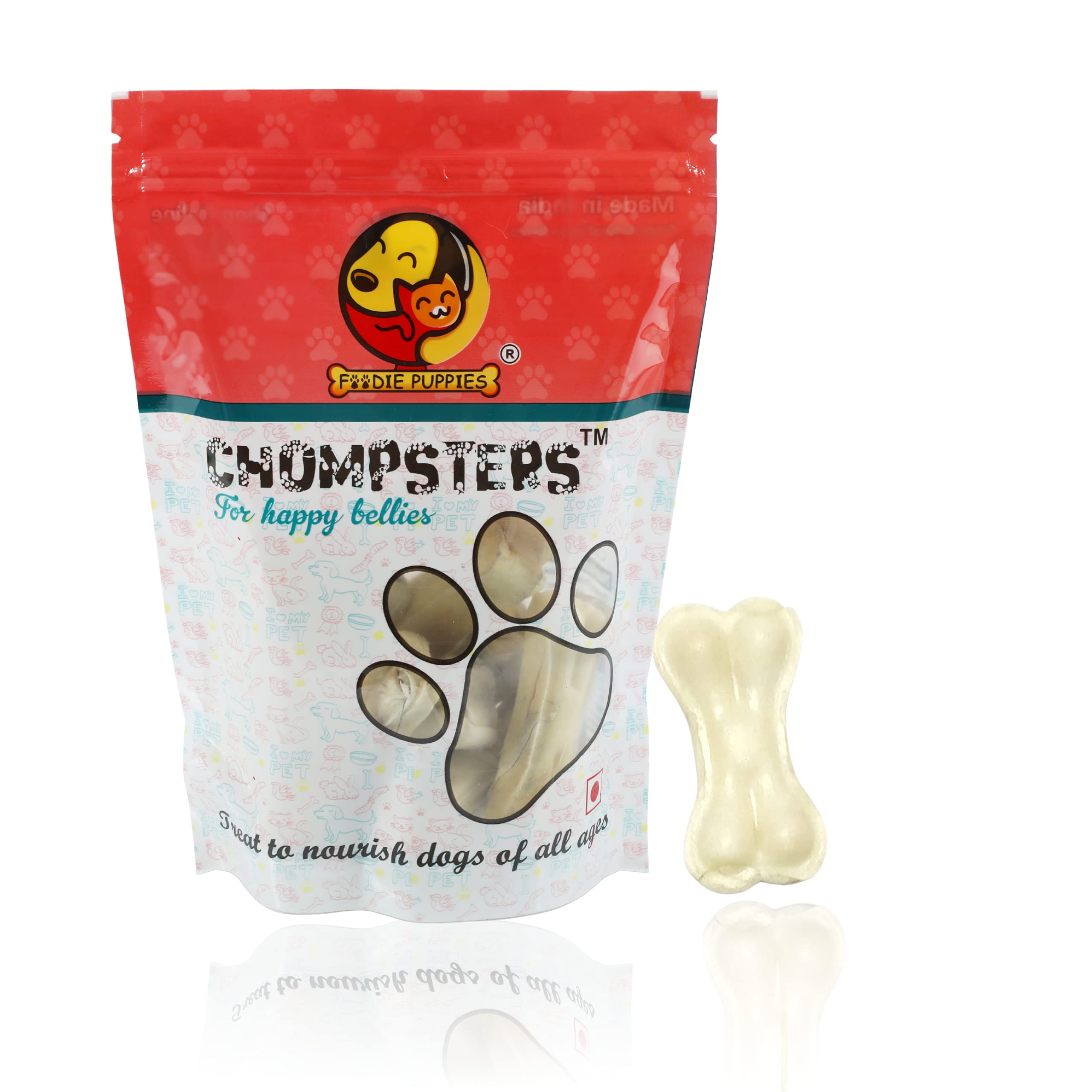 Foodie Puppies Chompsters Rawhide Pressed Bone Calcium Treat for Dogs - 2inch, 20 Bones| Suitable for Medium Dogs | Best Healthy Dog Bones to Clean Teeth and Freshen Breath