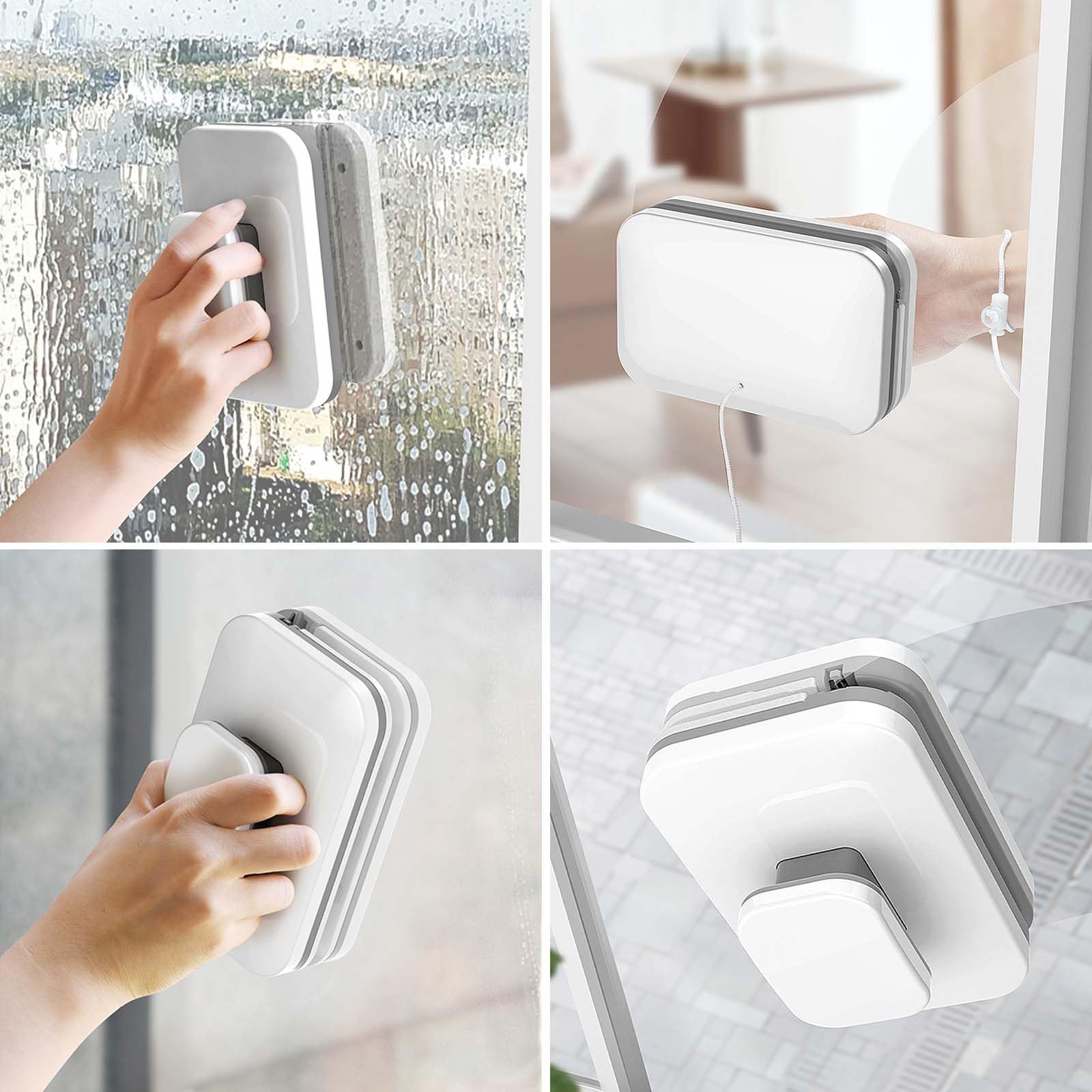 Lavavetri Magnetico, Pulitore Magnetico per Finestre, Pulisci Vetri Magnetico, Strumento per la Pulizia dei Vetri Esterni a Doppia Faccia per Uso Domestico Finestre da 3 a 10 mm
