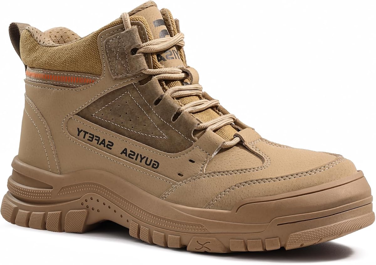 Steel Toe Boots for Men Puncture Resistant Work Boots | ASTM Certificated Safety Boots, Wear-Resistant Rubber Outsole, Mid-Ankle, Construction, Industrial work, Warehouse, Factory