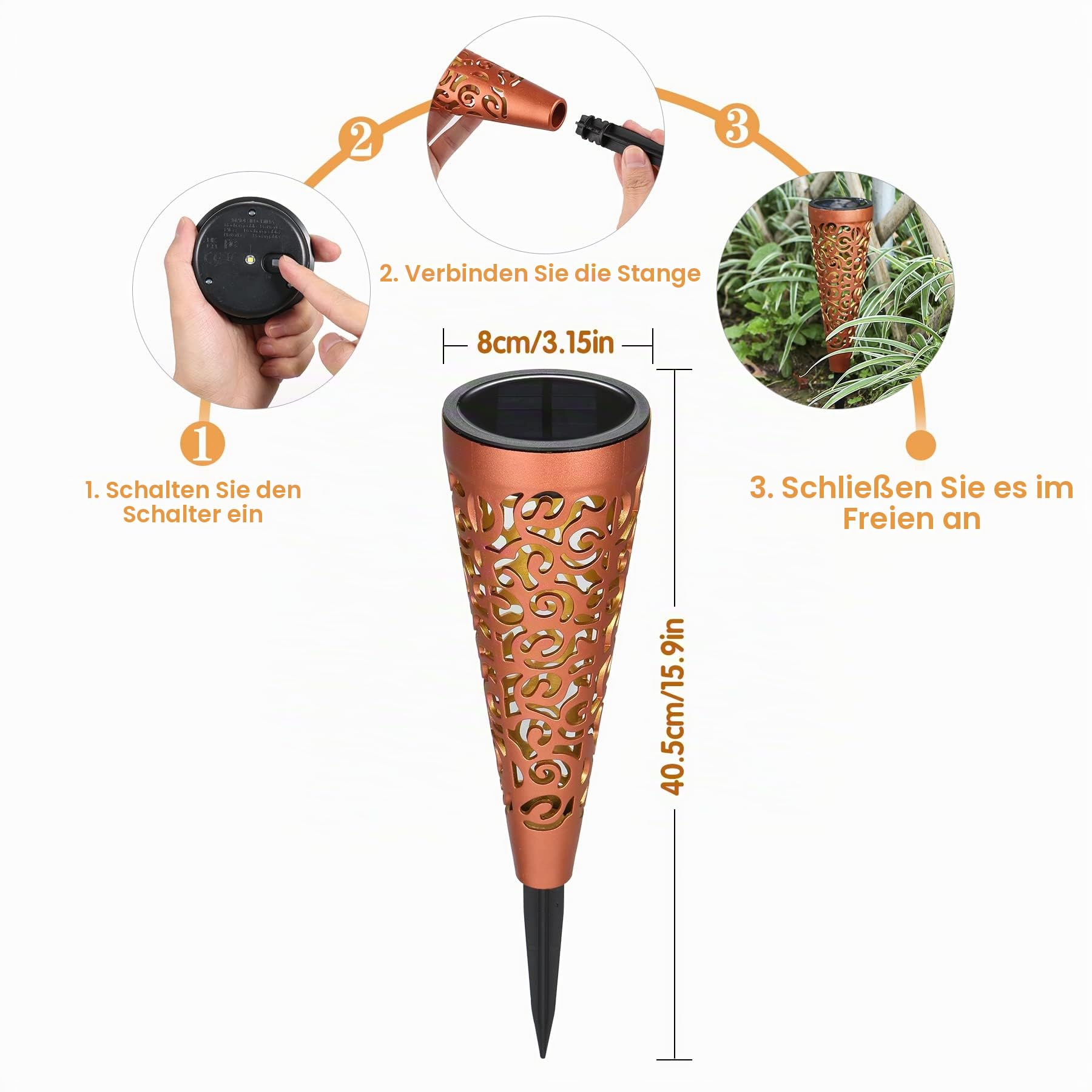 Bonsery 8 stück Solarleuchten für Außen, IP65 Wasserdicht Solarlampen für Außen Garten, Solarleuchte Garten LED Gartenbeleuchtung Solar Außen, Helle und Klare Gartenleuchten für Terrasse, Rasen, Wege