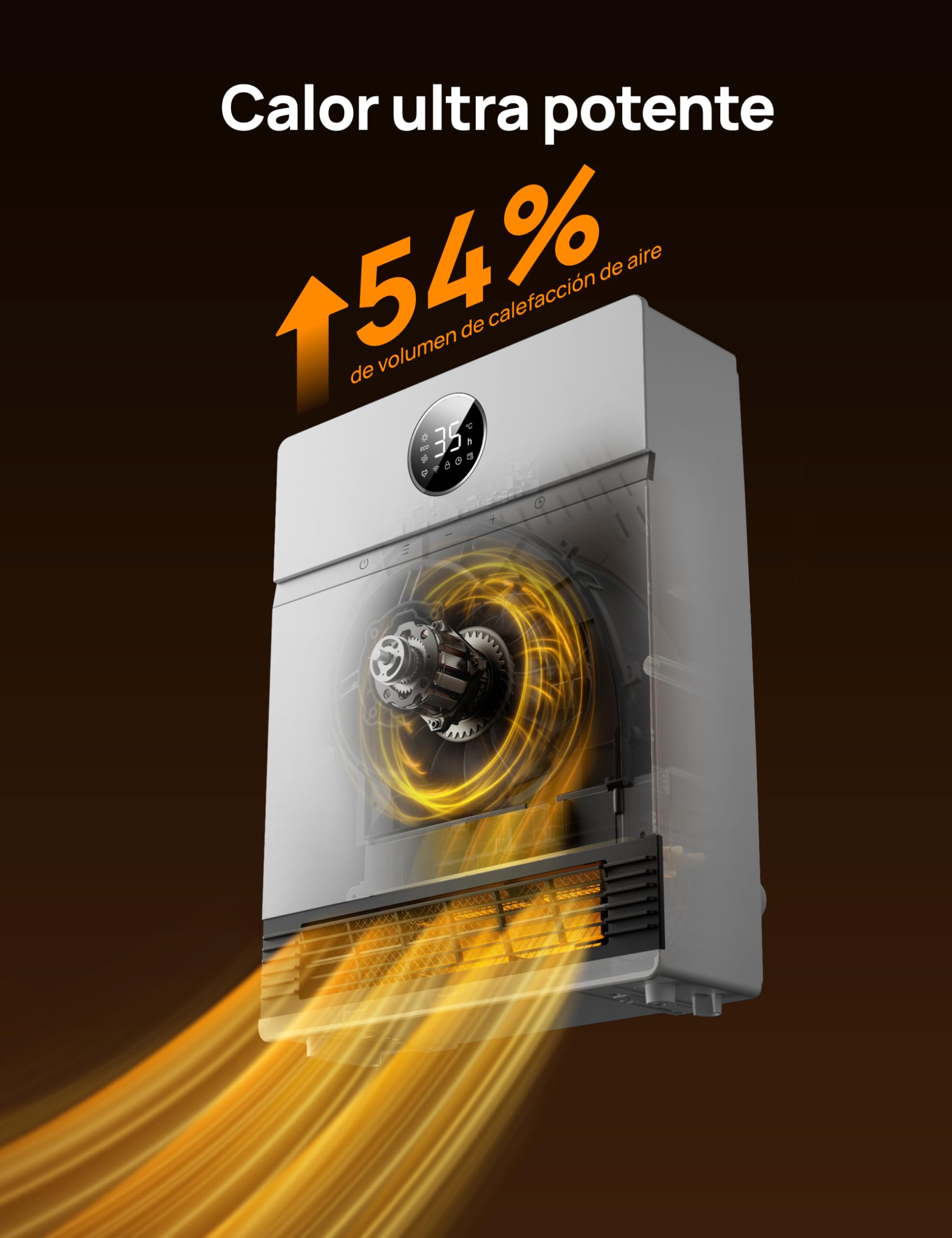 Dreo Inteligente Calefactor Bajo Consumo, Oscilación de 30°, 2000W Termoventilador Electrico, Calefactor Baño Pared, Termostato Ajustable, Control Remoto, 24H Temporizador, Instalación Sencilla, Alexa